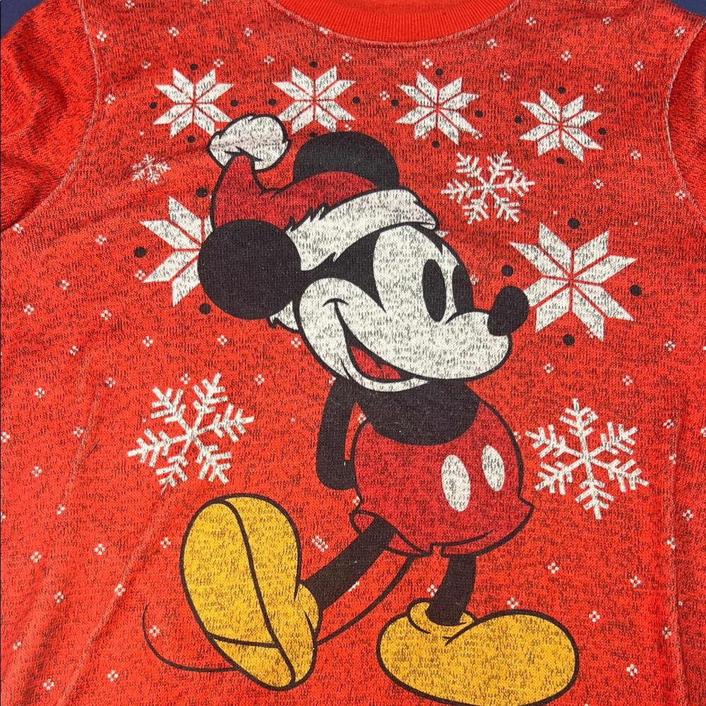 Disney Red and Yellow Mickey Mouse Long Sleeve Christmas Sweatshirt